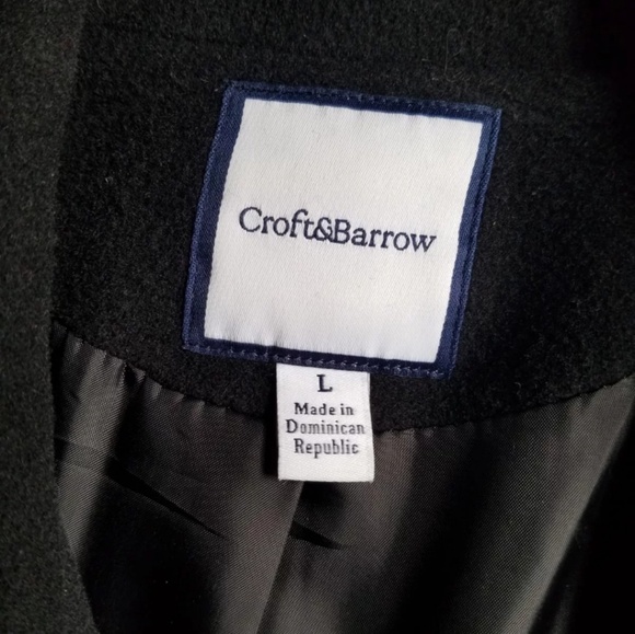 Croft & Barrow Black Wool Blend Peacoat Size Large - Picture 5 of 9